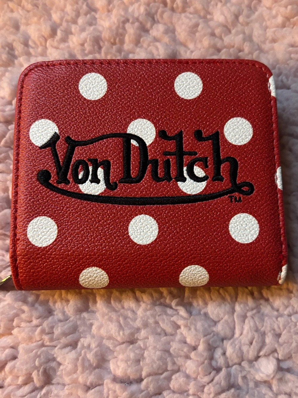 Von Dutch Polka Dot Zip-Up Wallet NWOT